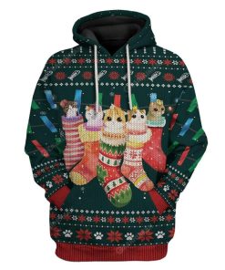 Ugly Hanging Christmas Kitten Stuffing Socks Custom T-Shirts Hoodies Apparel CT-TA0512194 3D Custom Fleece Hoodies Hoodie S 
