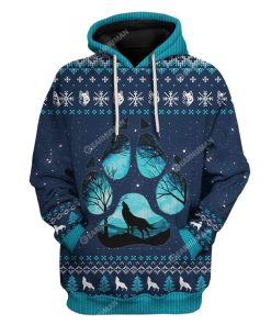 Ugly Howling Wolf In Moonlight Christmas Custom T-Shirts Hoodies Apparel AN-TA0212192 3D Custom Fleece Hoodies Hoodie S 