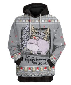 Ugly I Want A Hippopotamus For Christmas Custom T-Shirts Hoodies Apparel AN-DT2811196 3D Custom Fleece Hoodies Hoodie S 