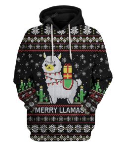 Ugly Merry Llamas Custom T-shirt - Hoodies Apparel HD-DT18111901 3D Custom Fleece Hoodies Hoodie S 