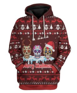 Ugly Merry Skullmas Custom T-shirt - Hoodies Apparel HD-DT21111903 3D Custom Fleece Hoodies Hoodie S 