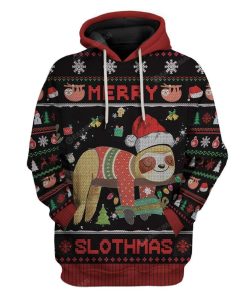 Ugly Merry Slothmas Custom T-shirt - Hoodies Apparel HD-DT22111902 3D Custom Fleece Hoodies Hoodie S 
