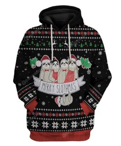 Ugly Merry Slothmas Hoodie T-Shirts Apparel AN-TA2911191 3D Custom Fleece Hoodies Hoodie S 