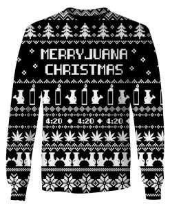 Ugly MERRYJUANA CHRISTMAS Custom T-shirt - Hoodies Apparel HD-UGL110212 3D Custom Fleece Hoodies Long Sleeve S 