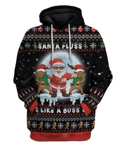 Ugly Santa Floss Like A Boss Custom T-shirt - Hoodies Apparel HD-DT21111901 3D Custom Fleece Hoodies Hoodie S 