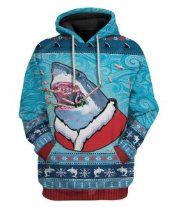 Ugly Santa Shark Biting Candies Christmas Custom T-Shirts Hoodies Apparel AN-TA0412192 3D Custom Fleece Hoodies Hoodie S 