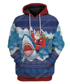 Ugly Shark And Santa Custom T-shirt - Hoodies Apparel HD-TT13111916 3D Custom Fleece Hoodies Hoodie S 