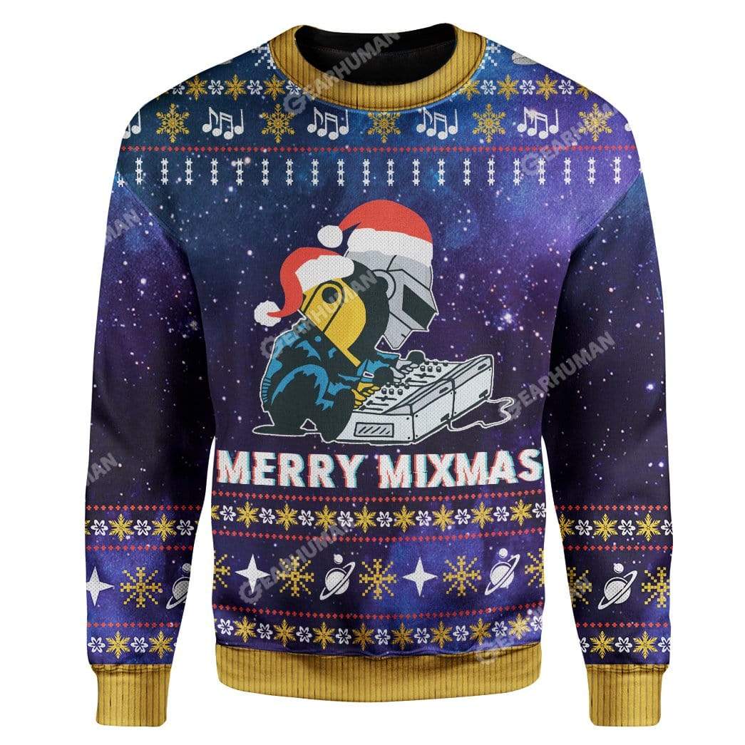 Gearhumans Ugly Star DJ Mixmas Sweater Apparel 2 Ugly Star DJ Mixmas Sweater Apparel MV-TA2711195 Ugly Christmas Sweater Long Sleeve S