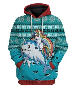 Ugly Unicorn Riding Narwhal Christmas Custom T-Shirts Hoodies Apparel AN-TA0212195 3D Custom Fleece Hoodies Hoodie S 