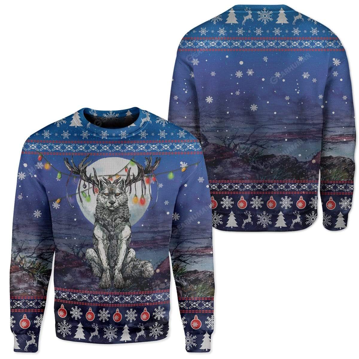 Gearhumans Ugly Wolf Custom Sweater Apparel 5 Ugly Wolf Custom Sweater Apparel HD-TA15111918 Ugly Christmas Sweater