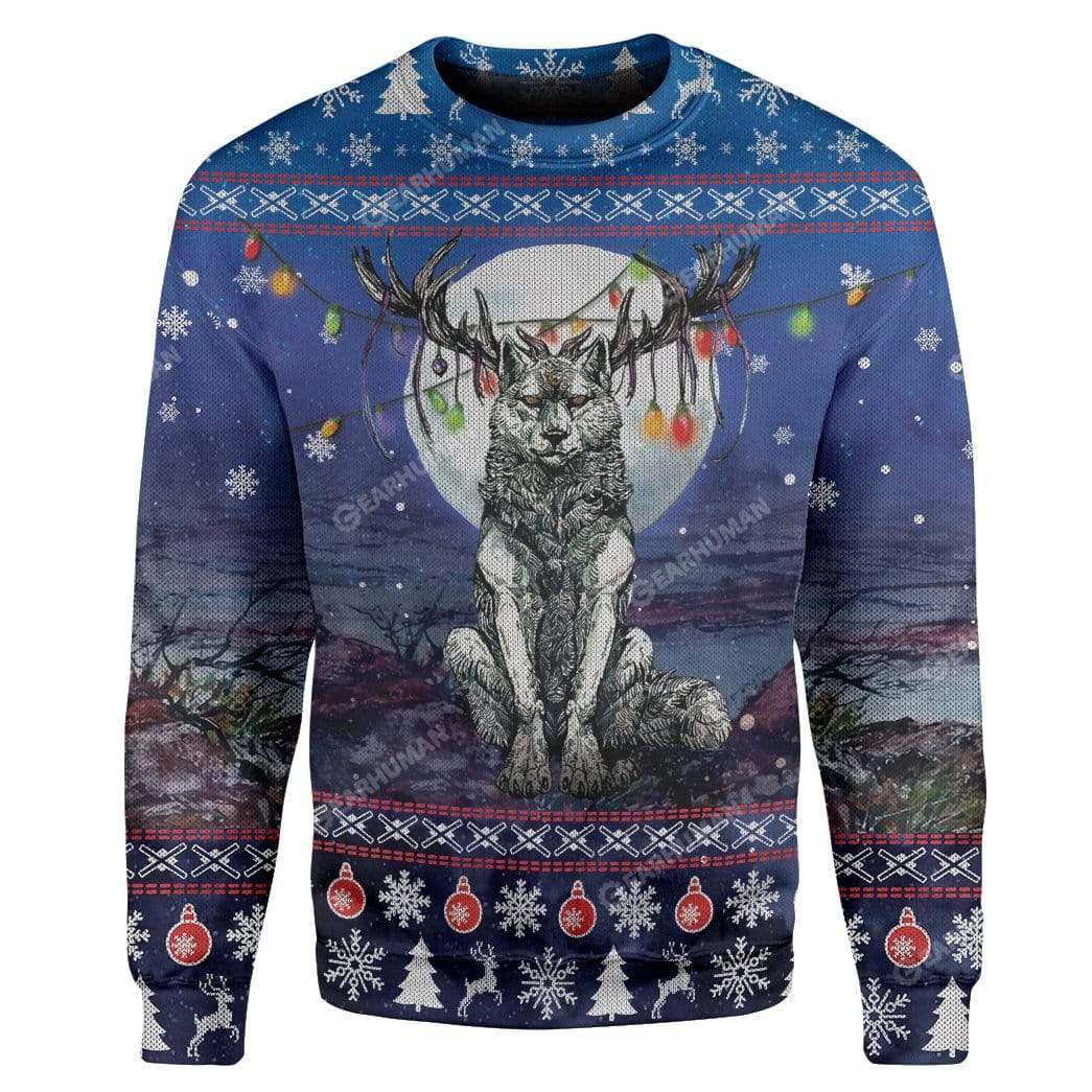 Gearhumans Ugly Wolf Custom Sweater Apparel 2 Ugly Wolf Custom Sweater Apparel HD-TA15111918 Ugly Christmas Sweater Long Sleeve S
