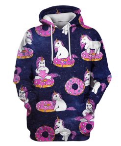 Unicorn and Doughnuts Custom T-shirt - Hoodies Apparel UNI110150 3D Custom Fleece Hoodies Hoodie S 