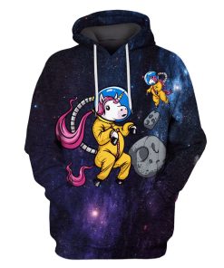 Unicorn Astronaut In Galaxy Custom T-shirt - Hoodies Apparel GH110221 3D Custom Fleece Hoodies Hoodie S