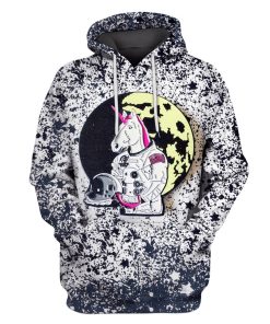 Unicorn Astronut on the Moon Custom T-shirt - Hoodies Apparel GH110219 3D Custom Fleece Hoodies Hoodie S
