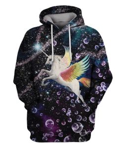 Unicorn Flying Into Galaxy Custom T-shirt - Hoodies Apparel UNI110161 3D Custom Fleece Hoodies Hoodie S 