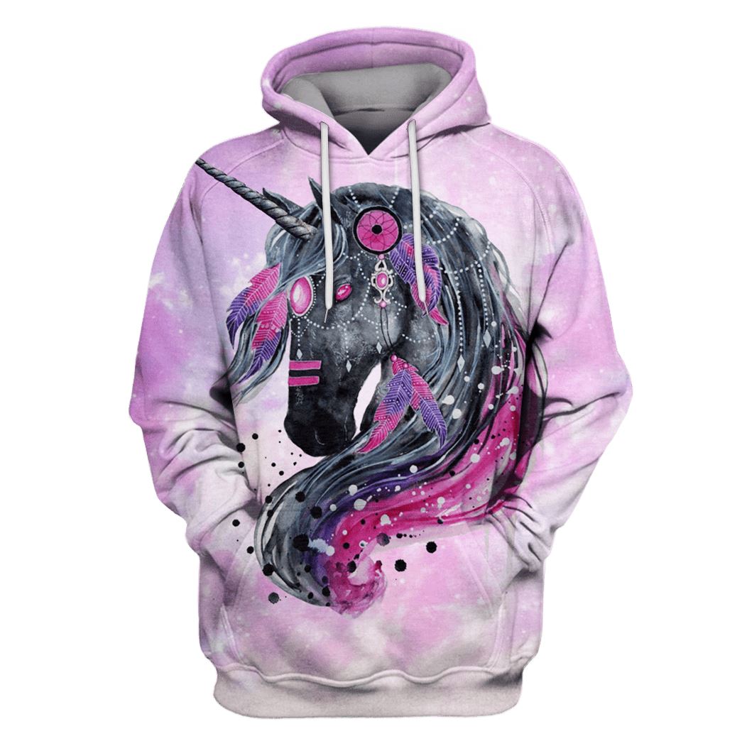 Gearhumans Unicorn in the galaxy background Custom T-shirt - Hoodies Apparel 1 Unicorn in the galaxy background Custom T-shirt - Hoodies Apparel UNI110148 3D Custom Fleece Hoodies Hoodie S