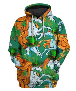 Unicorn On St. Patrick's Day Custom T-shirt - Hoodies Apparel HD-GH110694 3D Custom Fleece Hoodies Hoodie S 