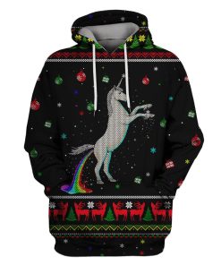 Unicorn Shitting Rainbows At Christmas Custom T-shirt - Hoodies Apparel UNI110156 3D Custom Fleece Hoodies Hoodie S