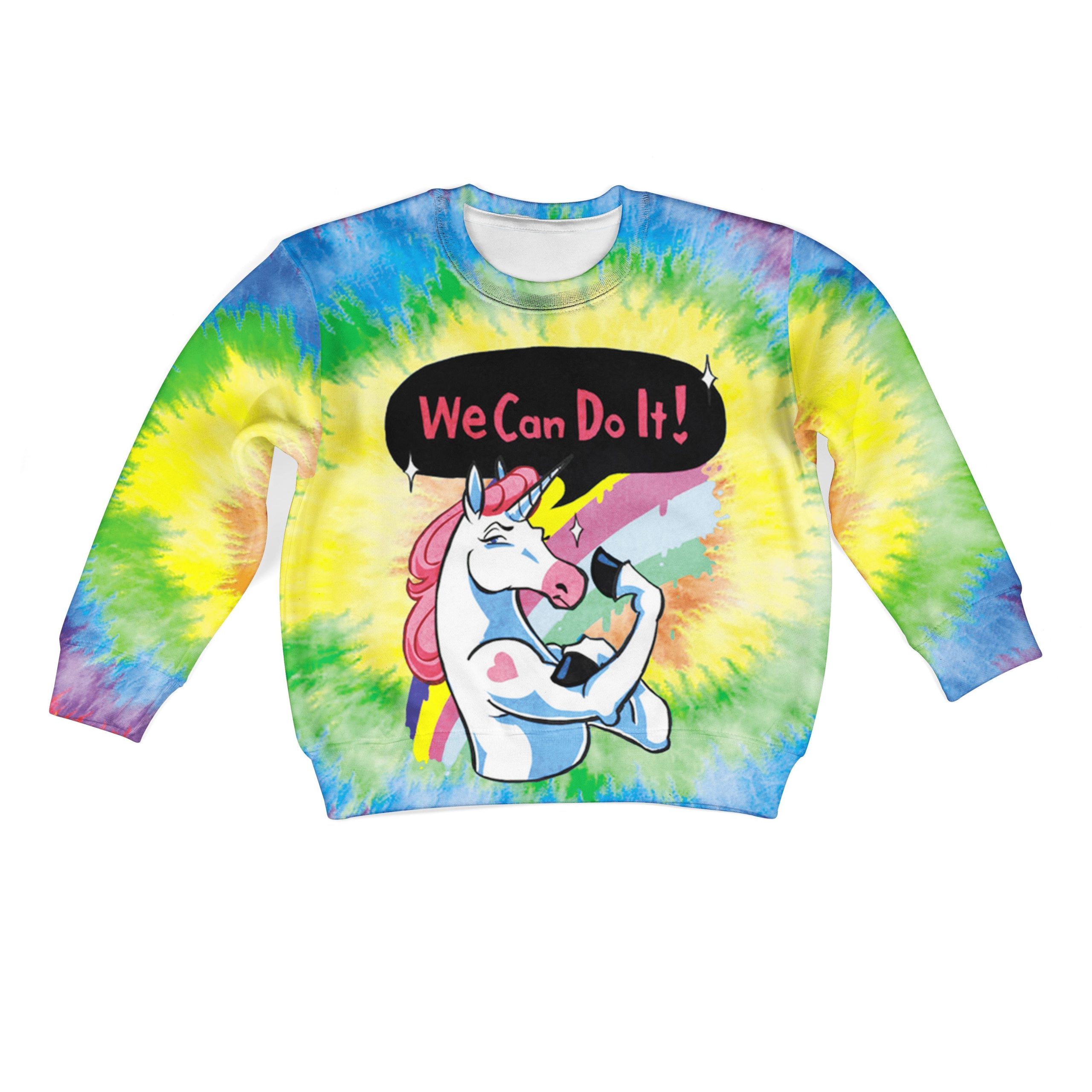 Gearhumans Unicorn We Can Do It Custom Hoodies T-shirt Apparel 2 Unicorn We Can Do It Custom Hoodies T-shirt Apparel HD-UNI110124K kid 3D apparel Kid Sweatshirt S/6-8