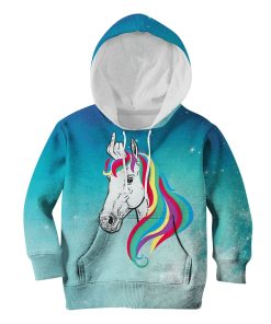Unicorn With Middle Finger Custom Hoodies T-shirt Apparel HD-UNI110136K kid 3D apparel Kid Hoodie S/6-8