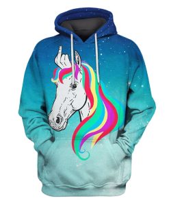 Unicorn With Middle Finger OuterSpace Custom T-shirt - Hoodies Apparel UNI110136 3D Custom Fleece Hoodies Hoodie S 