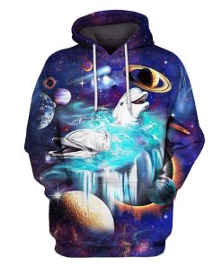 White Dolphin and Universe Custom T-shirt - Hoodies Apparel GH110406 3D Custom Fleece Hoodies Hoodie S 
