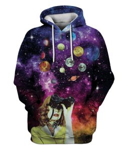 Woman Seeing The Galaxy With Binoculars Custom T-shirt - Hoodies Apparel HD-GH110469 3D Custom Fleece Hoodies Hoodie S 