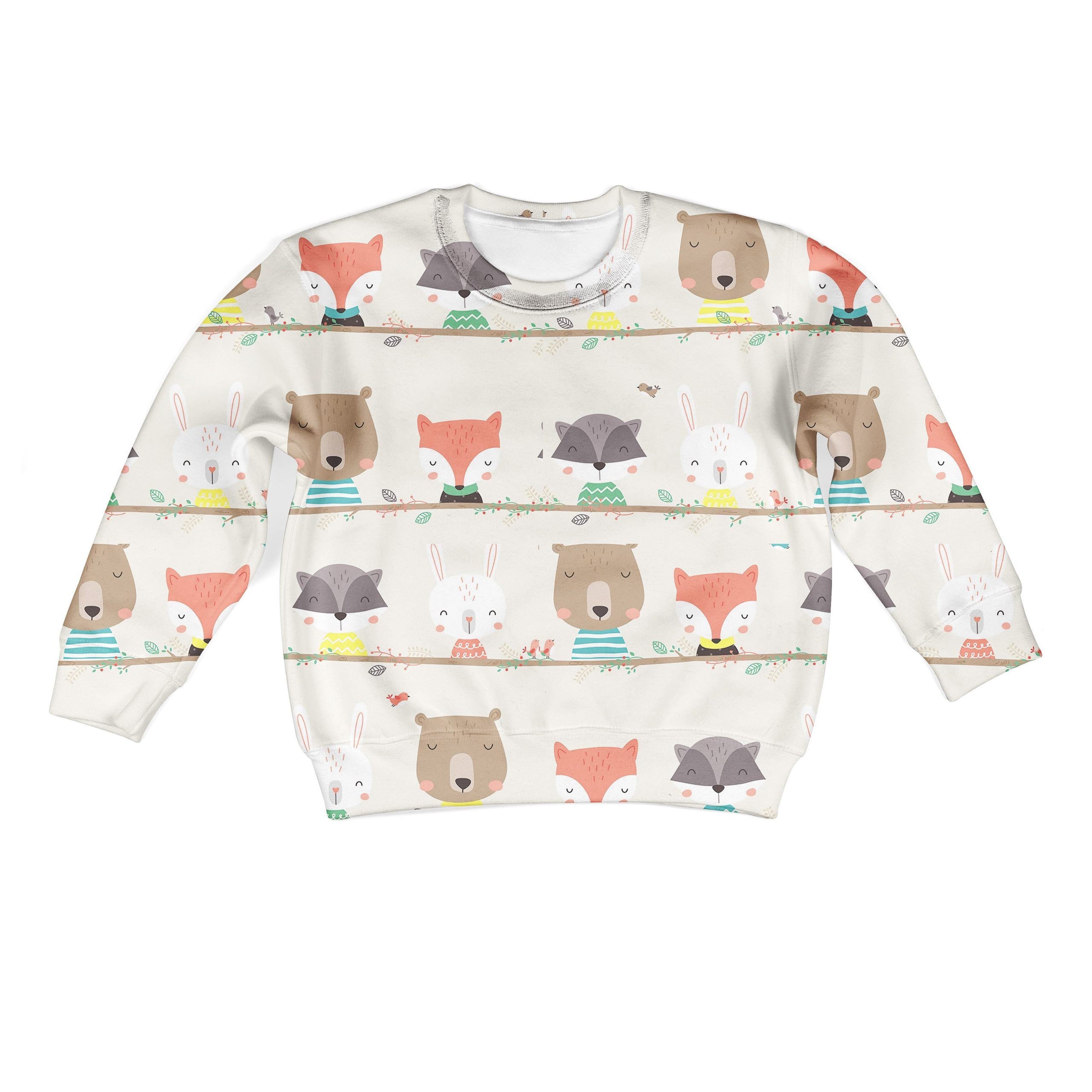 Gearhumans WOODLAND ANIMALS Kid Custom Hoodies T-shirt Apparel 2 WOODLAND ANIMALS Kid Custom Hoodies T-shirt Apparel HD-PET110337K kid 3D apparel Kid Sweatshirt S/6-8