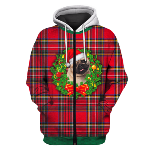Gearhumans Pug On Christmas Custom T-shirt - Hoodies Apparel
